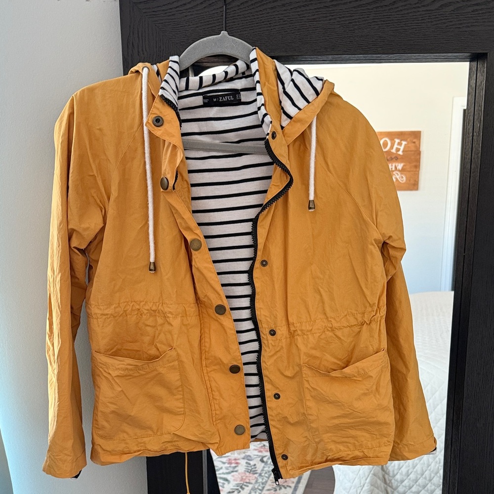 Zaful Mustard Jacket with Striped Lining